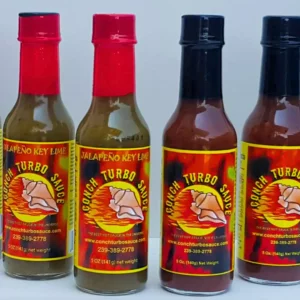 Conch Turbo Sauce 6 pack (3 Original and 3 Jalapeño Key Lime 5 oz Bottles)